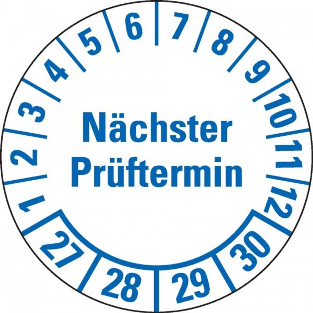 Dreifke Prüfplakette Nä.Prüftermin 27-30, weiß, Folie, mit Spezialkleber, Ø ...
