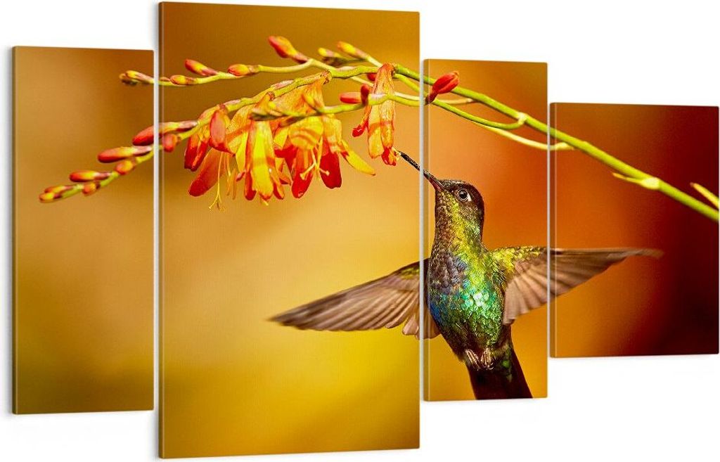 Bild auf Leinwand - Leinwandbild - Kolibri Vogel Sommer - 120x70cm - Wand Bild - Wanddeko - Leinwanddruck - Bilder - Kunstdruck - Wanddekoration - ...