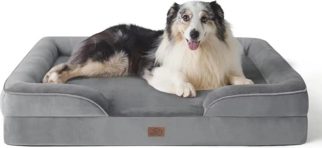 Corbeille pour chien lavable 106x80 cm avec mousse de coussin confort gris