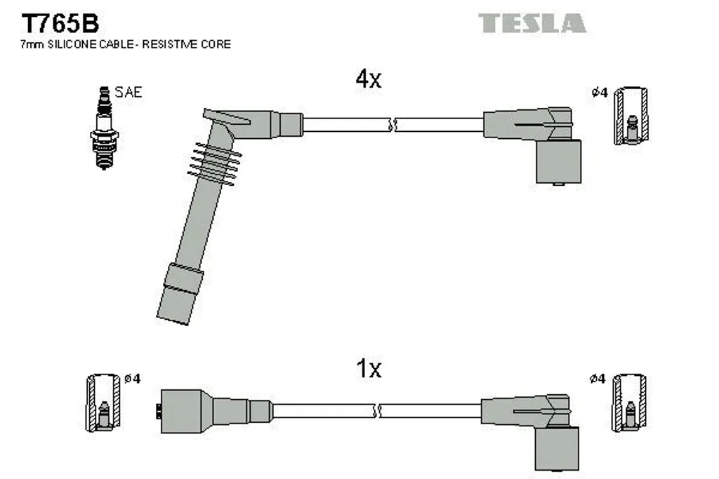 TESLA T765B Kit de câbles d'allumage pour OPEL Corsa B et Astra F CC