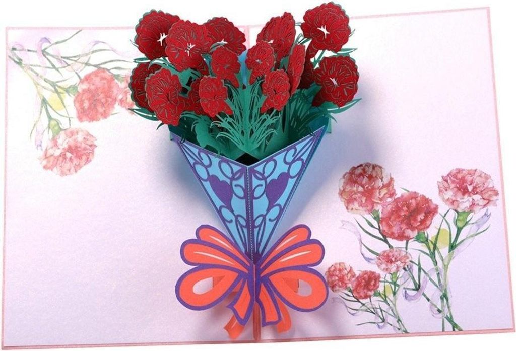 3D Pop-up Grußkarte Blumen Schöne Nelken 3