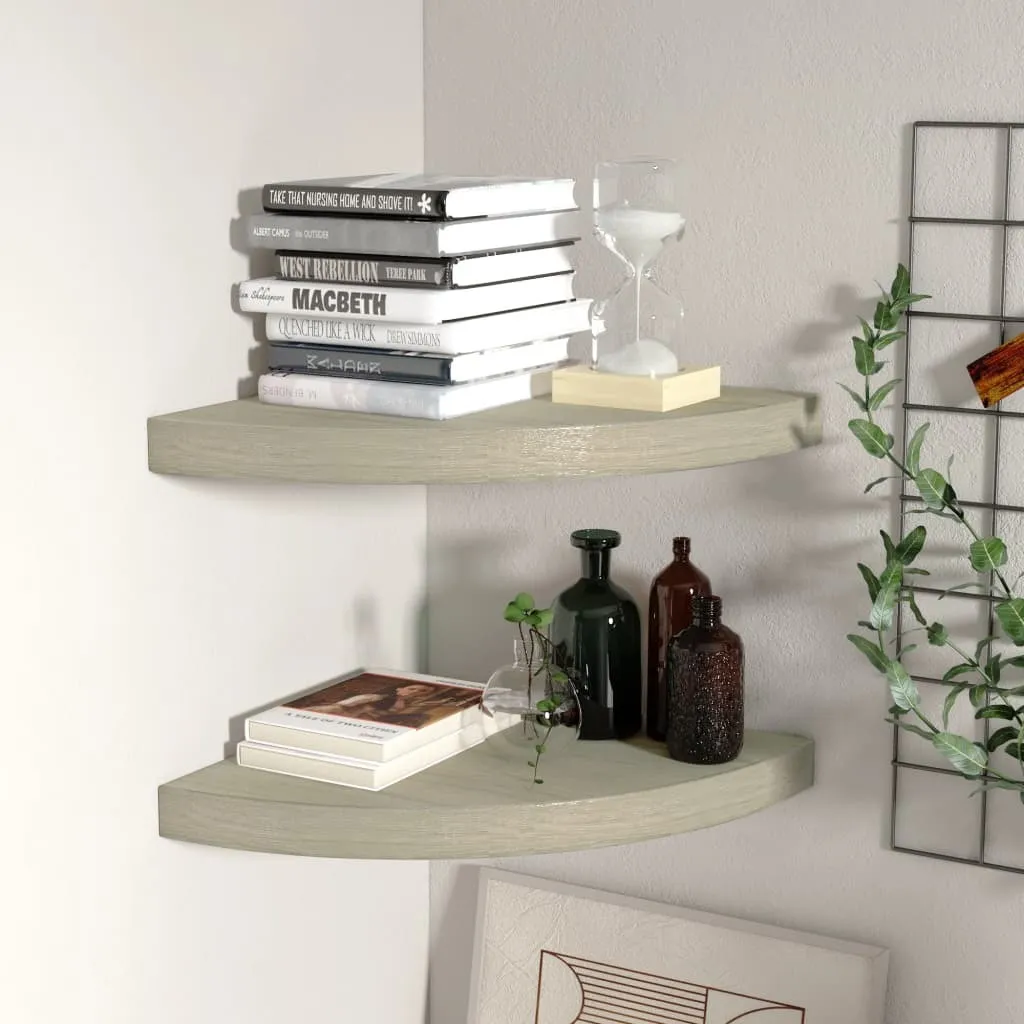 Coppia Mensole Angolo Rovere 35cm - Mensole a Muro Invisibili