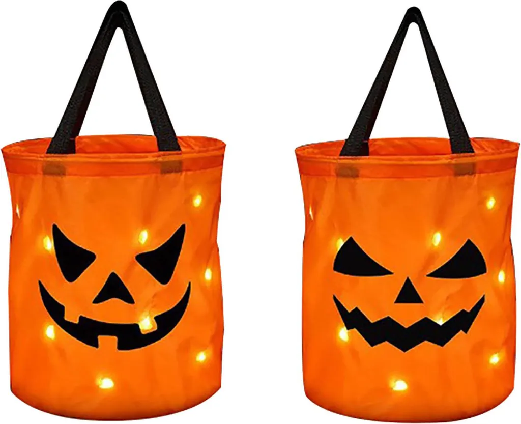 2 Pezzi Sacchetti LED Halloween Zucca 12"x10" per Bambini | Offerta