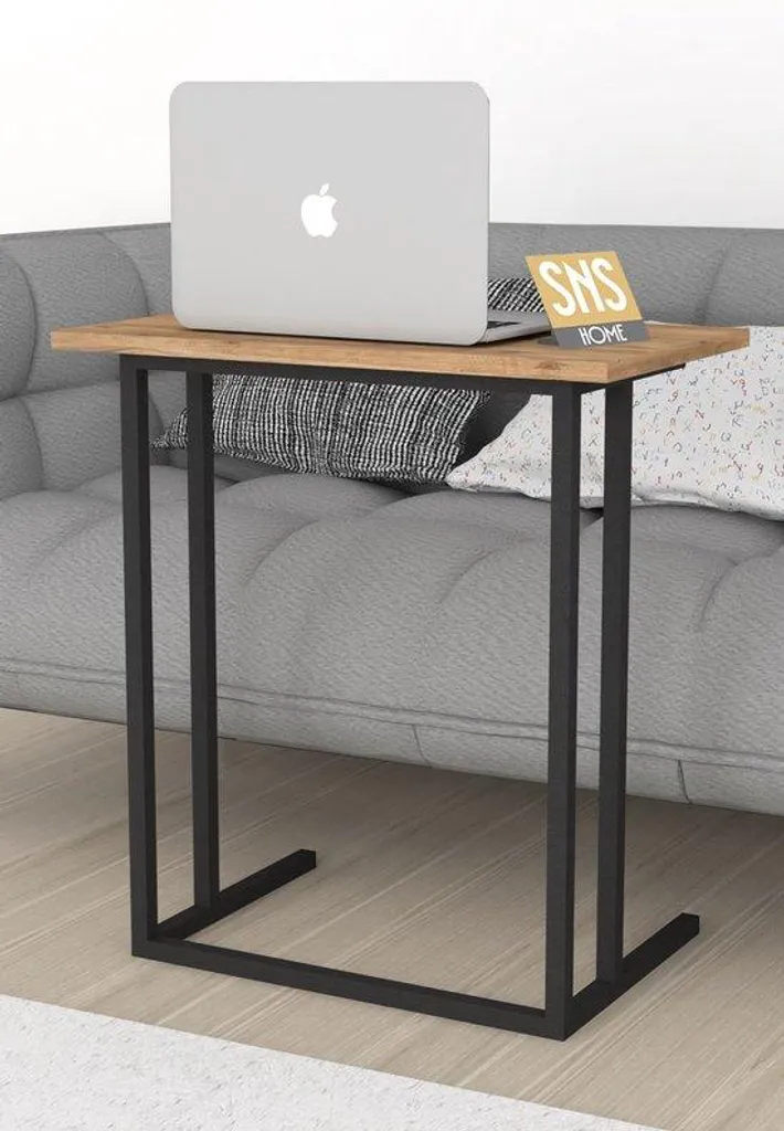 Fini le mal de dos avec la table d'appoint Lidia, support PC 60 cm métal