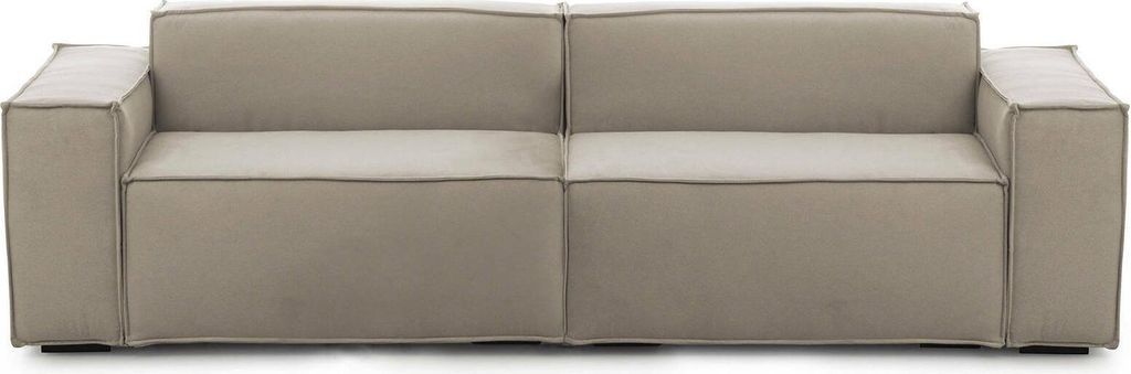 Festes Sofa Simona, Lineares modulares 3-Sitzer-Sofa, 100% Italy, Modernes Wohnzimmersofa aus Stoff, Cm 260x95h70, Turteltaube