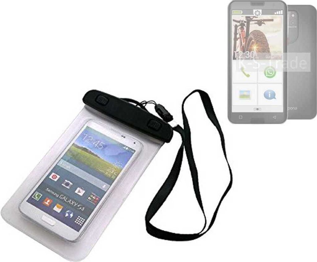 K-S-Trade Schutz Hülle Handy Hülle Kompatibel mit Emporia smart.5 Beach Bag wasserdicht 16cm x 10cm Schutzhülle Staub Sand Flachwasser Beachbag