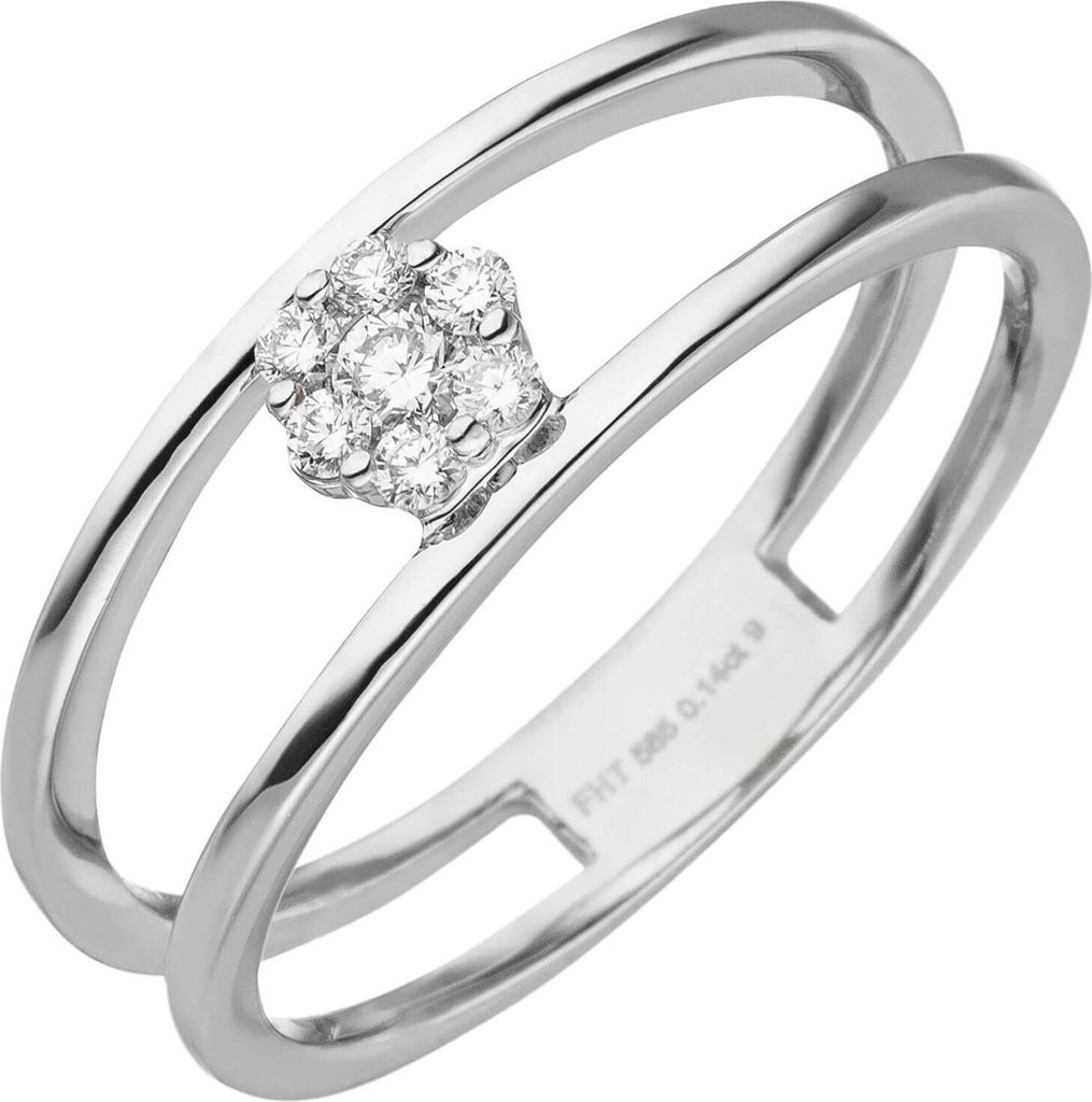 Ring aus 585 Gold Weißgold mit 7 Diamanten Brillanten Breite 6,4mm Fingerring Innenumfang 58mm Ø18.5mm