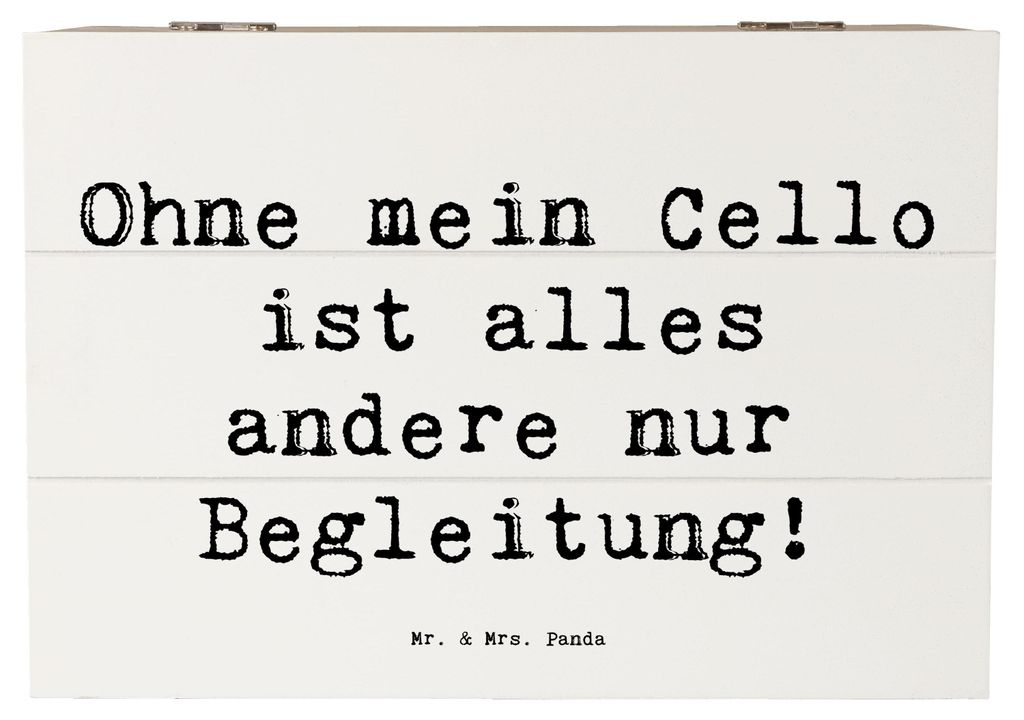 Mr. & Mrs. Panda Box Spruch Cello Magie 22 x 15 cm - Weiß - Geschenk, Lernen, Geschenkbox, Orchester, Holzkiste, Instrument, Erinnerungskiste, Mus...