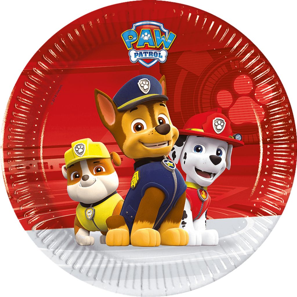 Paw Patrol - Wegwerf-Teller "Spin Master", Papier 8er-Pack SG29580 (Einheitsgröße) (Rot/Weiß/Braun)