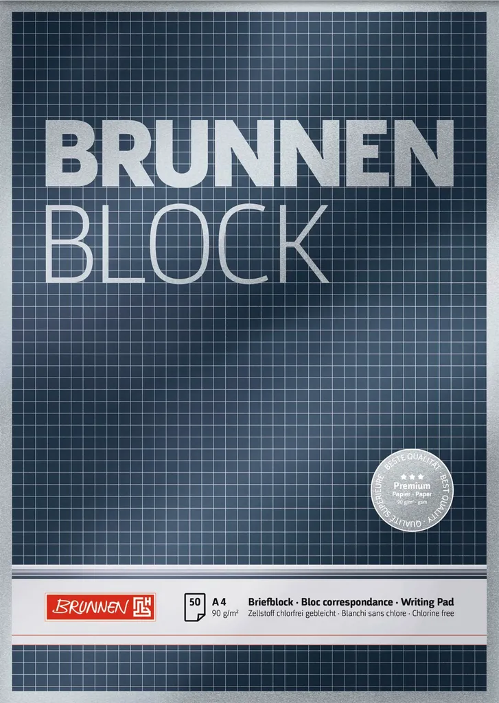 Blocco BRUNNEN 1052828 A4 90g Quadrettato - Set 10 Pezzi Premium Shop