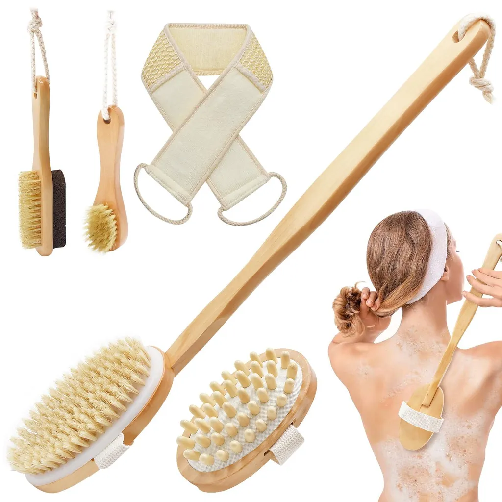 Brosse pour le dos pour peau sèche ou humide avec gommage visage