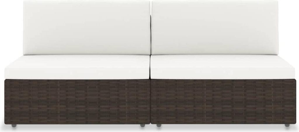 vidaXL Modulares 2-Sitzer-Sofa Poly Rattan Braun