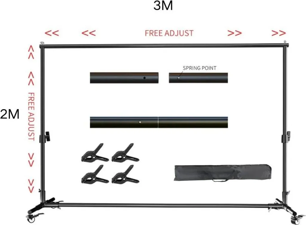 Kit support de fond pour studio mobile 2x3M réglable et transportable - 2