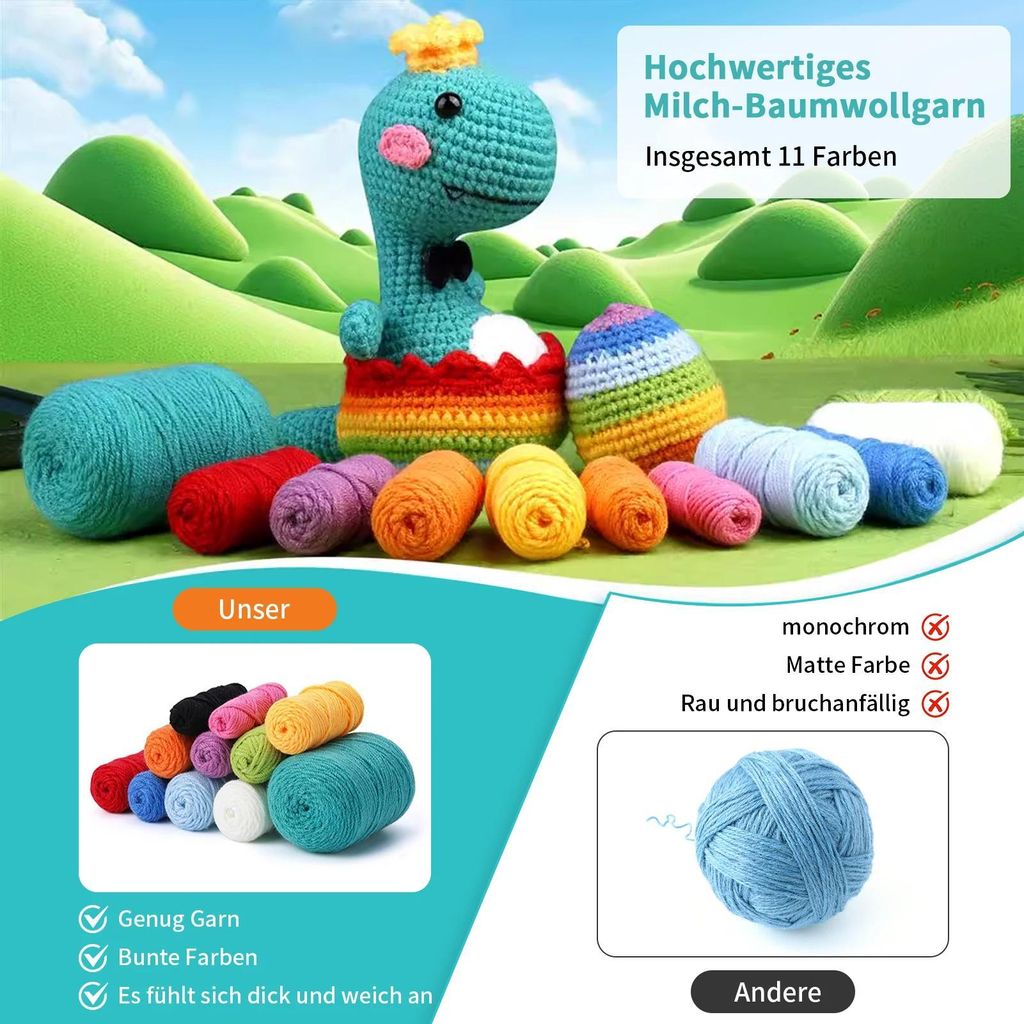 Amigurumi Häkelset - Anfänger-Set Häkeln - Kaktus Motiv - Mit Videoanleitungen - DIY für Erwachsene und Kinder - Kaktus Set