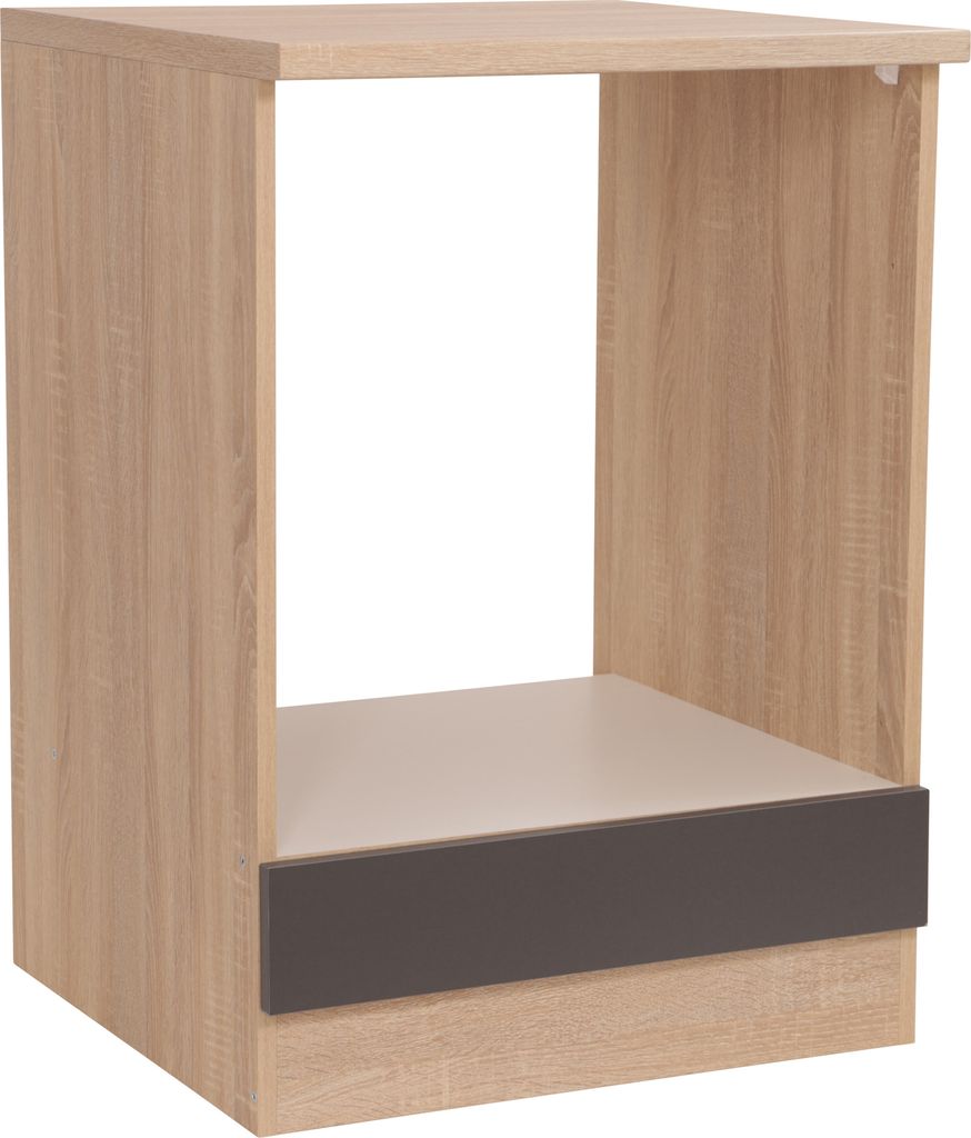 Herdumbauschrank Küchenschrank 60 cm Eiche Sägerau Grau Merle Respekta