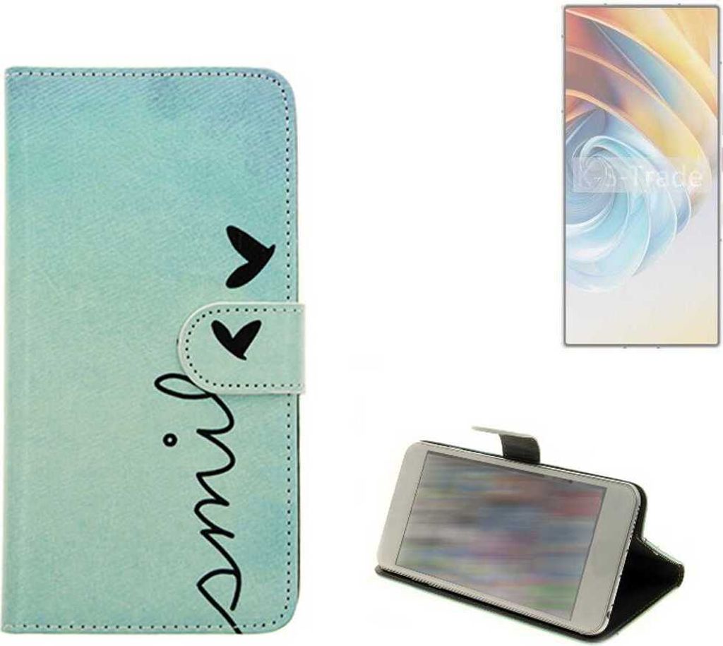 K-S-Trade Schutz Hülle Handy Hülle kompatibel mit Nubia Z60 Ultra Leading Version Hülle Handyhülle cover bookstyle Etui Handyhülle “smile“