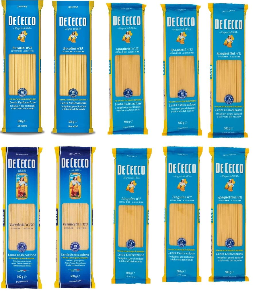 TESTPAKET Pasta De Cecco Lange Pasta (10x 500g) Italian Hartweizengrieß Nudeln + Italian Gourmet polpa 400g