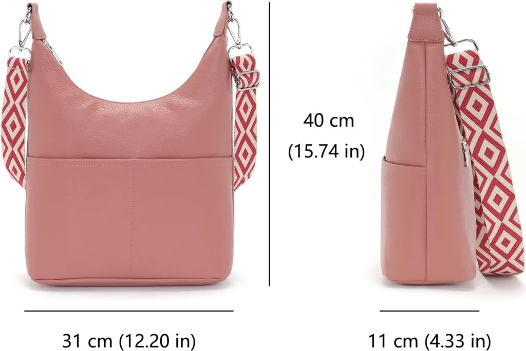 Borsa a Spalla Rosa Grande da Donna 40x31x11cm | Eleganza da Ufficio - 4