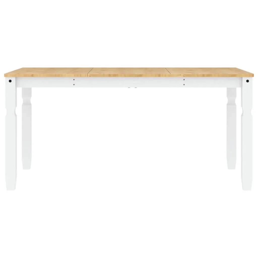 Table à manger Corona en pin massif blanc vidaXL 160x80 cm style rustique - 4