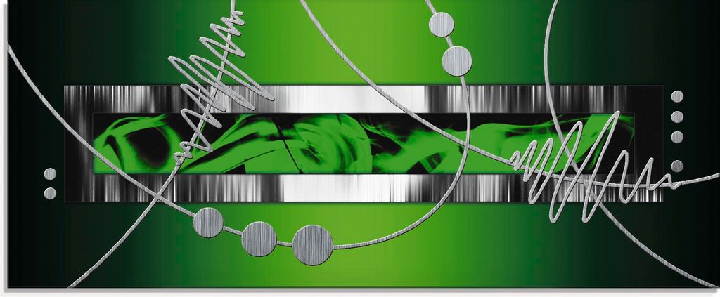 ARTland Glasbild Silber abstrakt auf Grün Größe: 125x50 cm Produktbild 