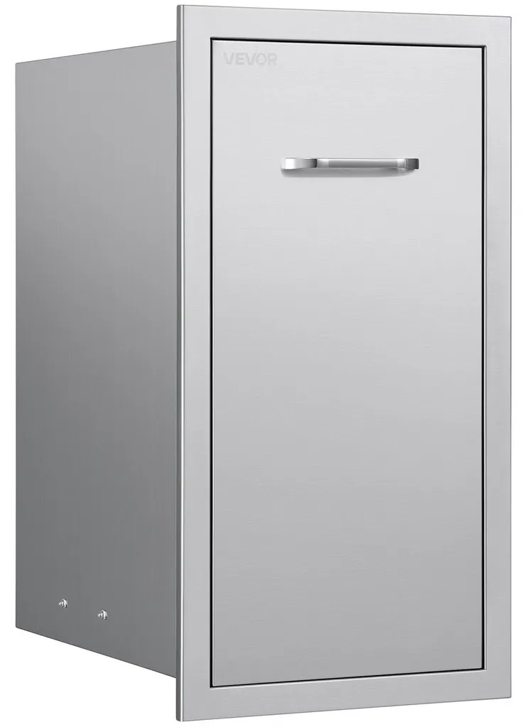 Poubelle encastrable inox pour cuisine d'été et îlot barbecue extérieur