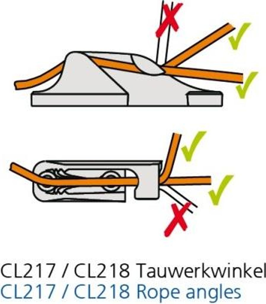 CLAMCLEAT Side Entry Mk1 Steuerbord für Seil 3-6mm Alu SB-Pack