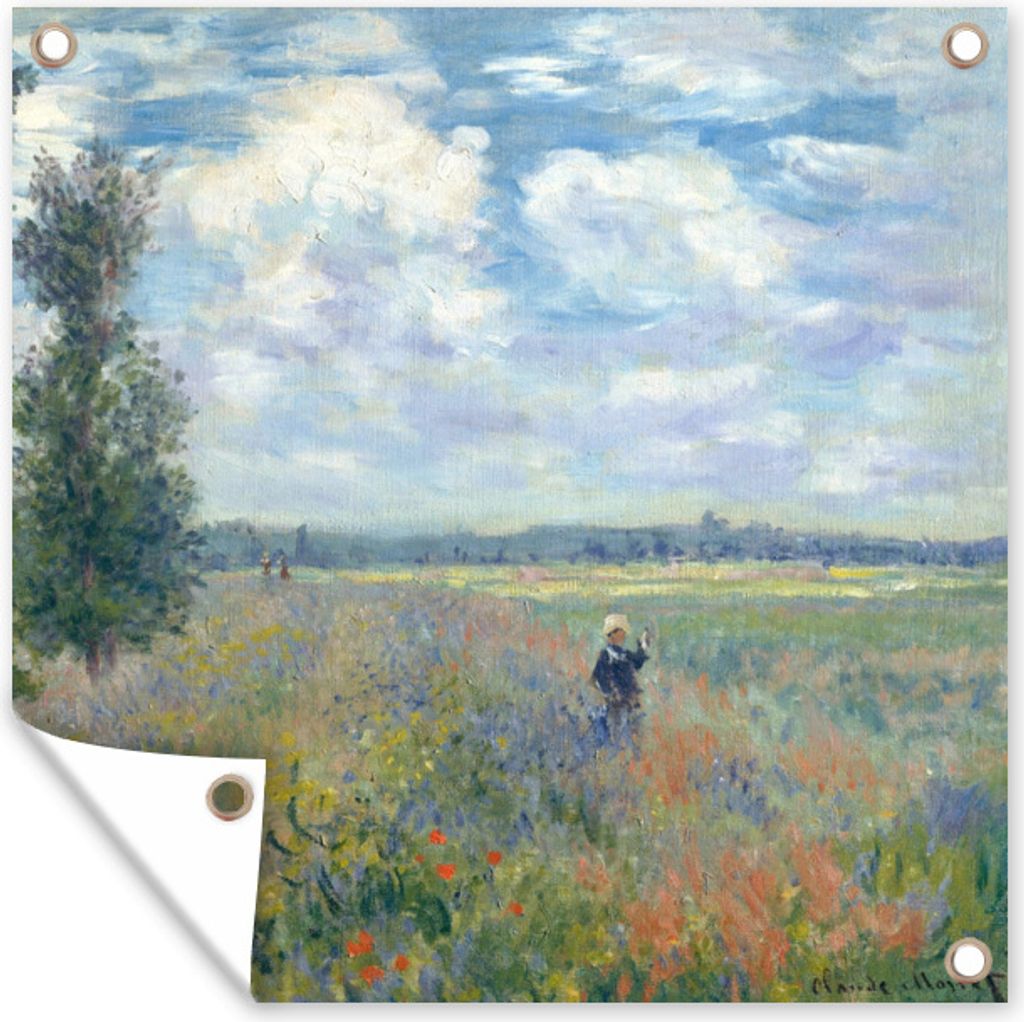 MuchoWow 100x100 cm Outdoor-Poster Gartendeko Sichtschutz Garten Poster für den Garten Mohnfeld bei Argenteuil - Claude Monet