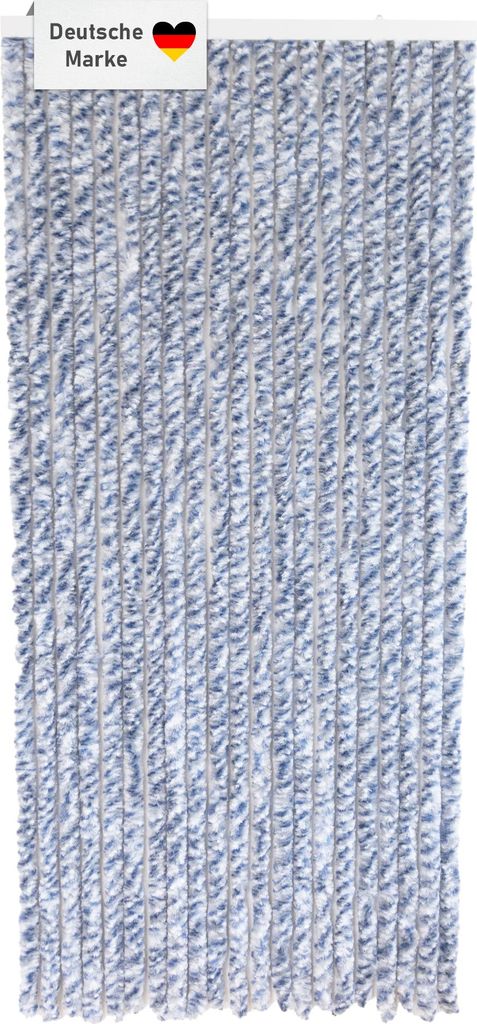 Flauschvorhang 90x200cm blau-weiß meliert, Fliegenschutz, Produktbild 