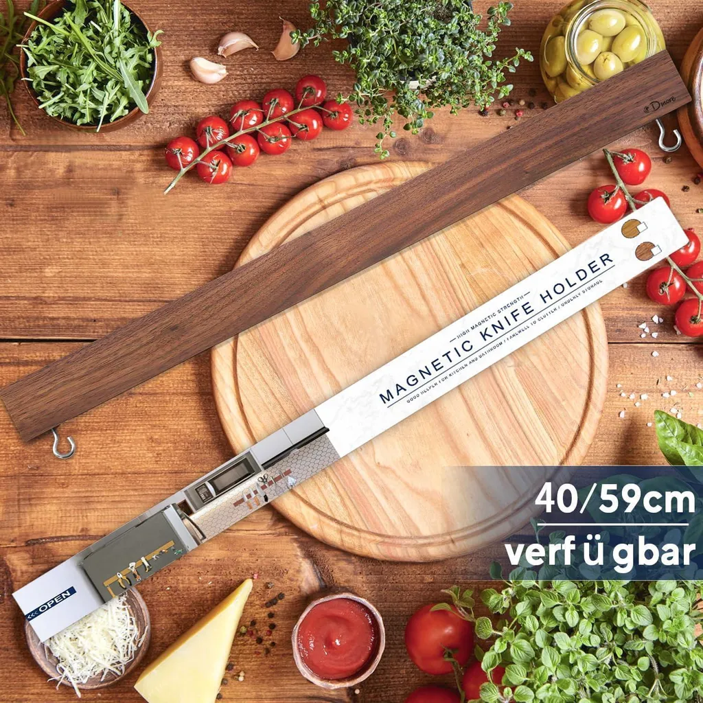 Barra Magnetica per Coltelli Design Moderno 25cm Nero | Arredo Cucina - 2