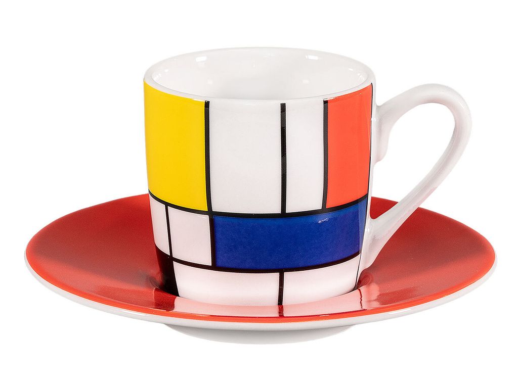 tea4chill Könitz Espresso Tasse Mondrian Large Fragments. Kaffeetasse 65ml aus Porzellan. Espressotasse modern, bunt