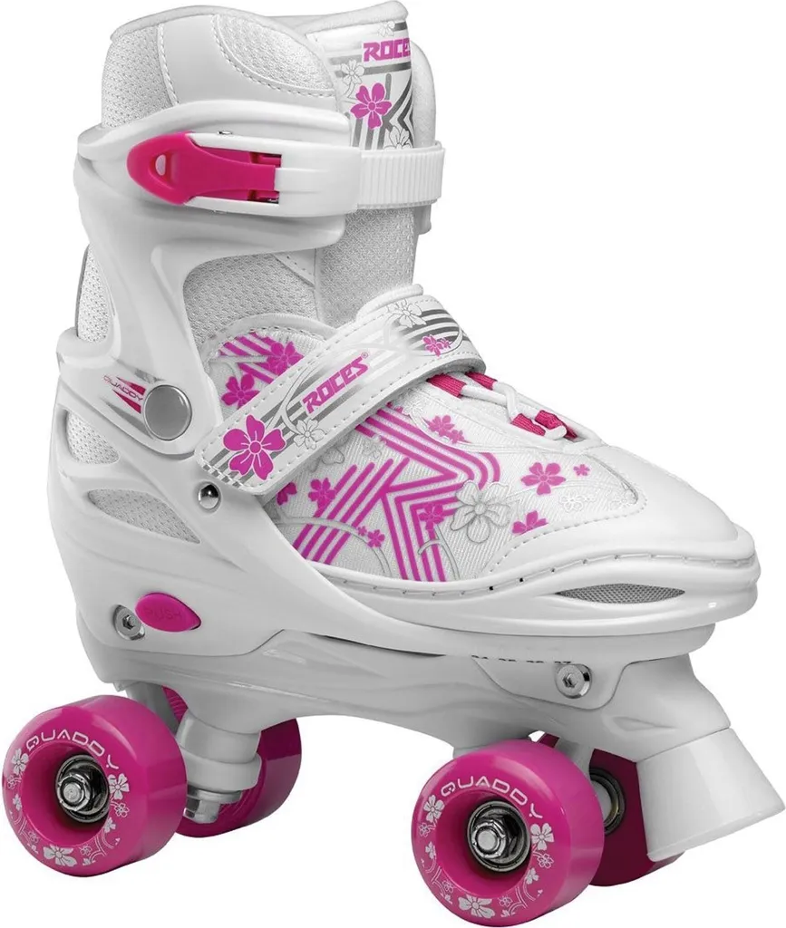 Rollers Quaddy 3.0 Ajustables Blanc/Rose Confortables en Taille 34-37
