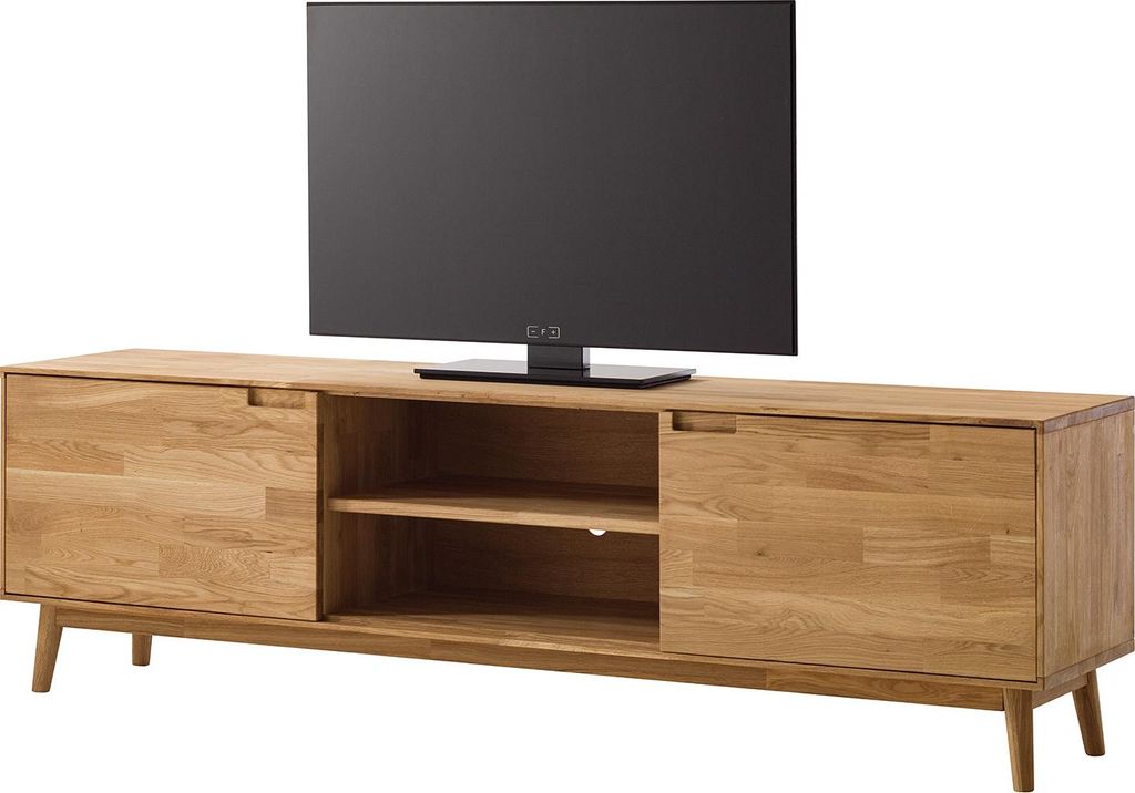 home24 Tv-Lowboard - Eiche Massiv - Eiche