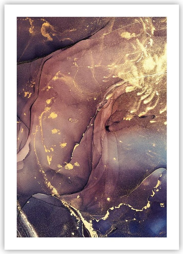 Poster - Poster ohne Rahmen - Stein Gold Marmor - 50x70 cm - Wand Bild - Wanddeko - Wandbilder - Kunstposter - Wandposter - Bilder - Kunstdruck - W...