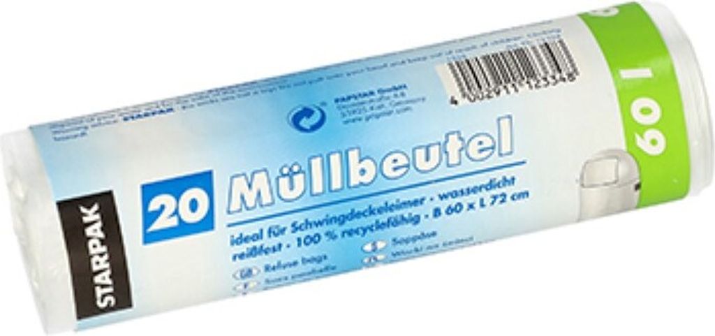 Papstar 12334, 60 l, Weiß, Hart-Polyethylen (HDPE), 720 mm, Produktbild 