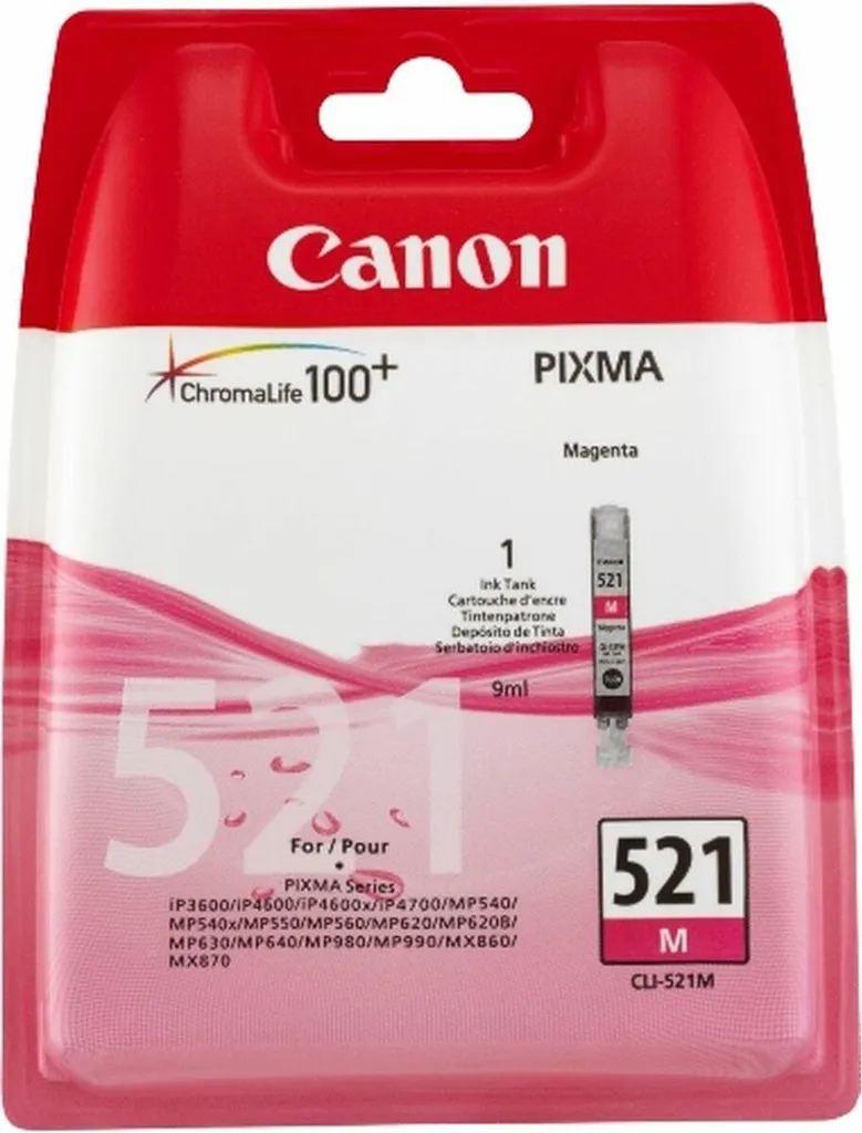 Évitez les buses bouchées avec la cartouche Magenta Canon CLI-521 d'origine