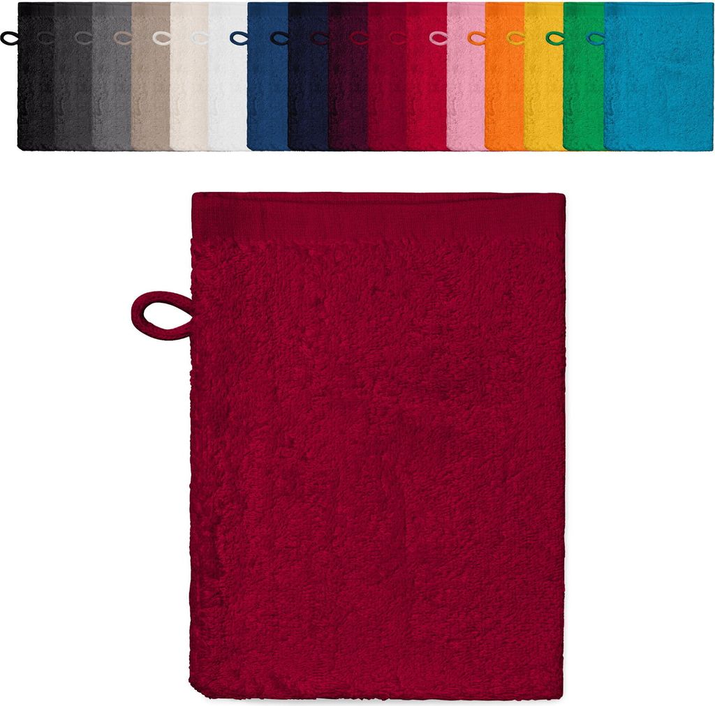 10er PACK Waschhandschuhe 15x21 cm Waschlappen 100% Baumwolle, Farbe: Bordeaux