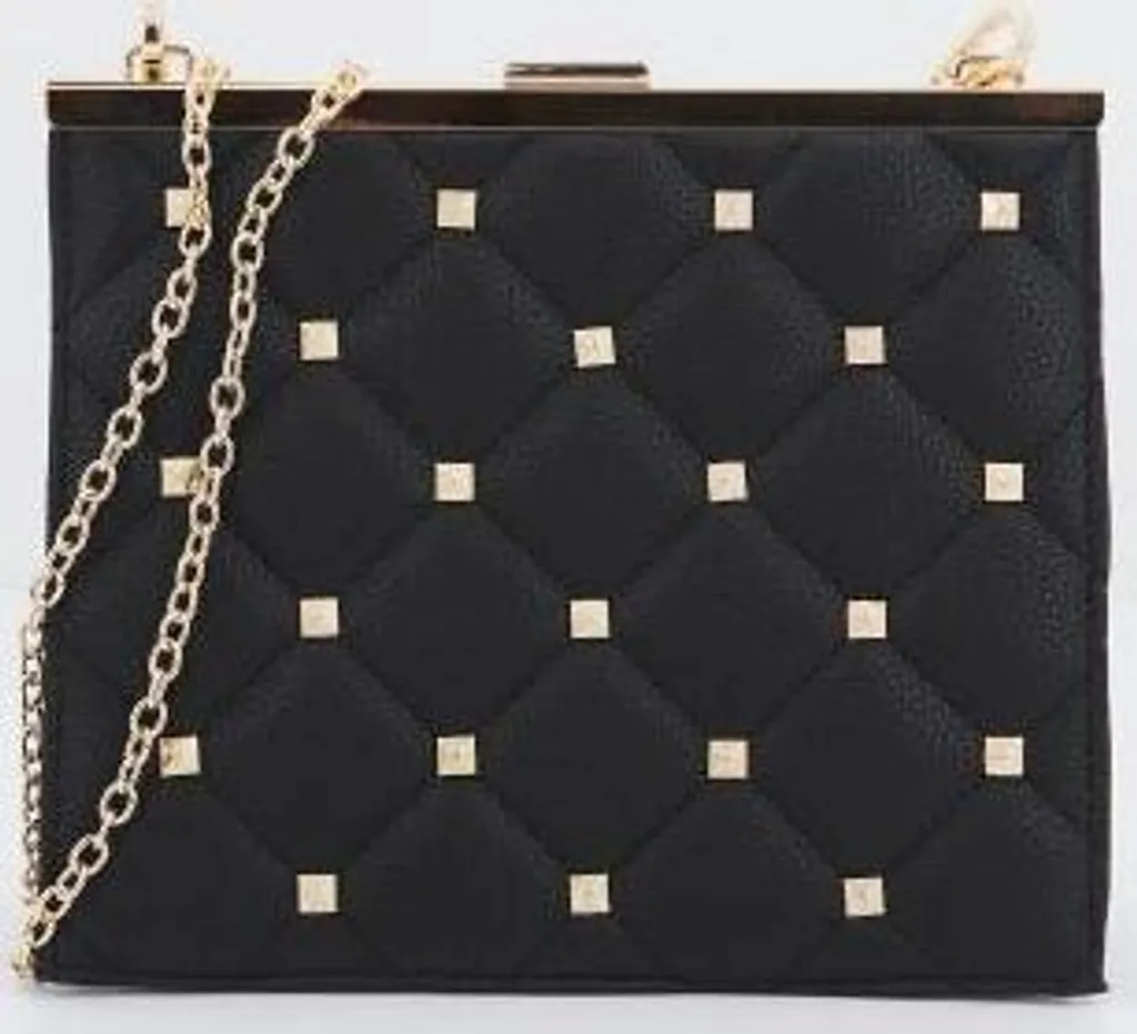 Petit Sac à Main Noir à Clous Menbur 85206M - Effet Matelassé Chic - 5