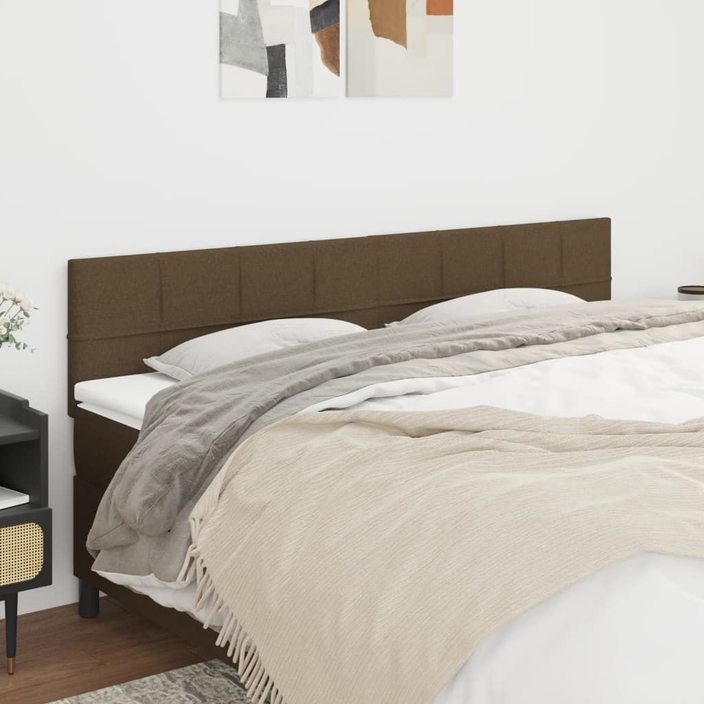 The Living Store Kopfteile 2 Stk. Dunkelbraun 80x5x78/88 cm Stoff