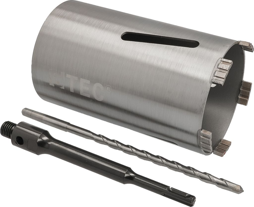 Diamantbohrkrone Ø 112 mm Nutzlänge 180 mm mit SDS+-Aufnahme 200 mm und Zentrierbohrer 240 mm Segmenthöhe 10 mm Diamant Bohrkrone Trockenbohrkro...