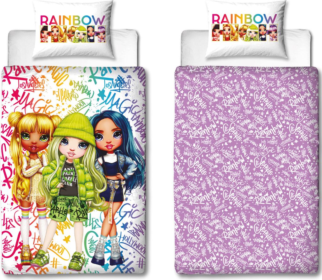 Rainbow High Bettwäsche-Set 140x200cm Bettbezug und 60x70cm