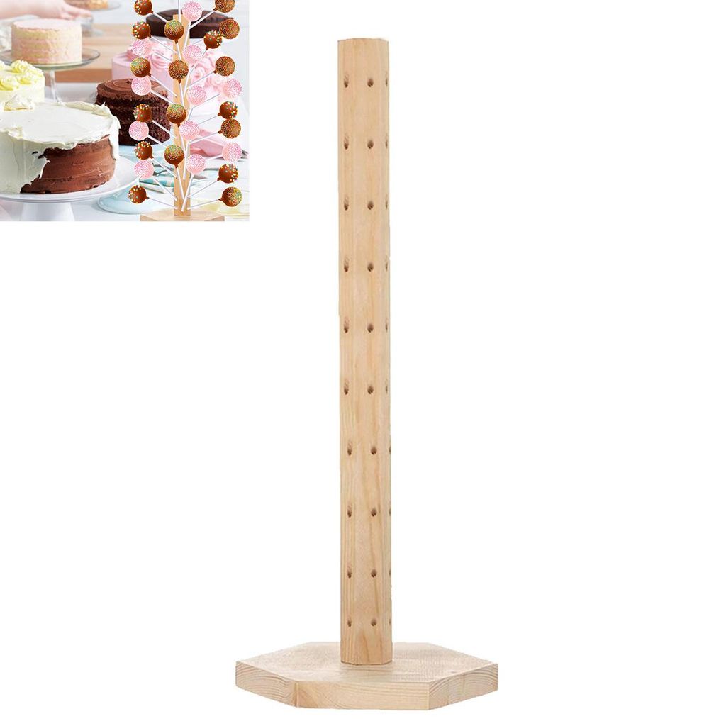 60 Löcher Cake Pop Ständer Holz,14.5*42cm Lollipop Sticks Halter für Lutscher,Cake Pop Halter für Dessert Tisch,Hochzeit,Geburtstag,Babyparty,P...