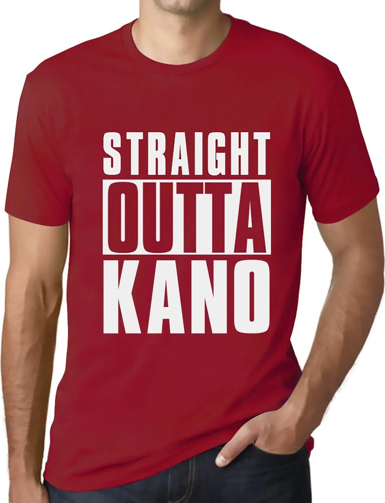 Herren Grafik T-Shirt Straight Outta Kano Öko-Verantwortlich Vintage Jahrgang Kurzarm Lustige Druck Geburtstag Geschenk Mann