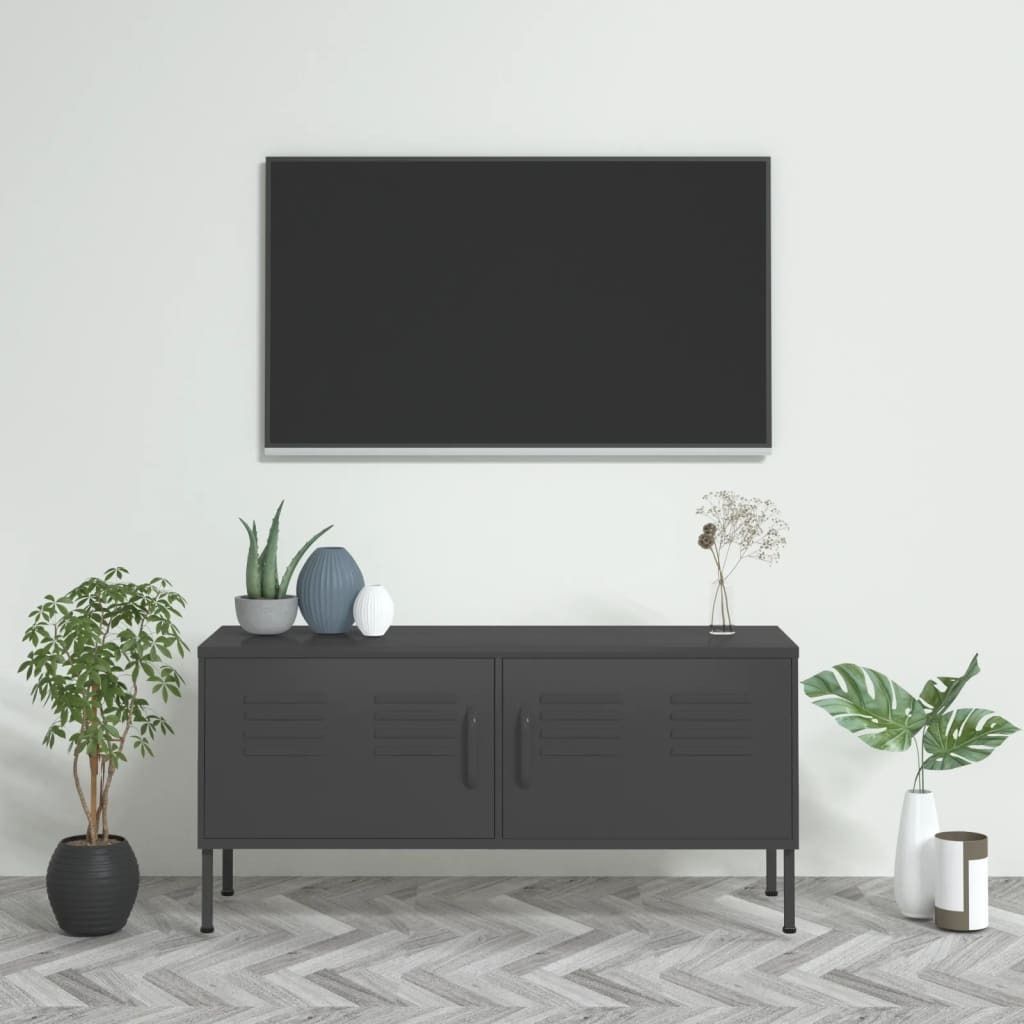 The Living Store TV-Schrank Anthrazit 105x35x50 cm Stahl