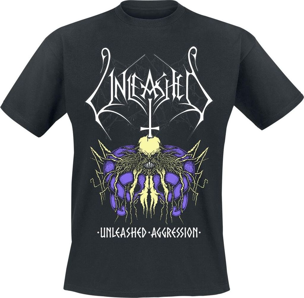 Unleashed T-Shirt Herren Aggression schwarz Band-Merch, Bands 100% Baumwolle L