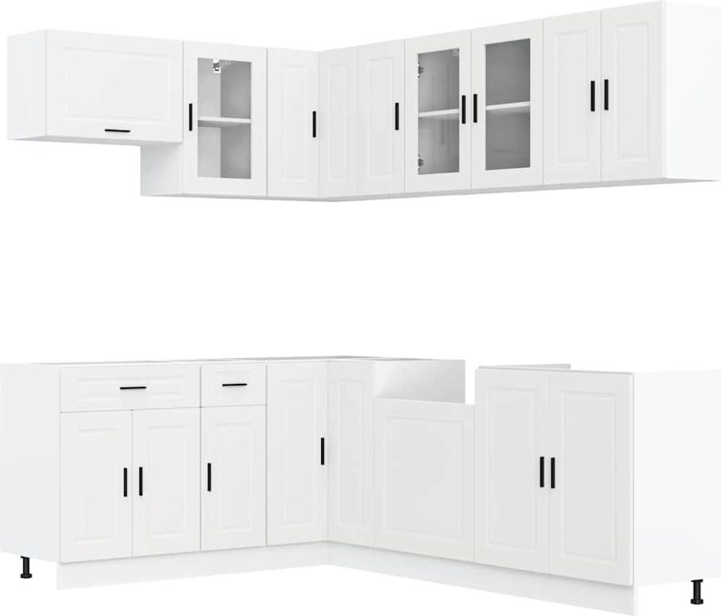 vidaXL 11-tlg. Küchenschrank-Set Porto Weiß Holzwerkstoff