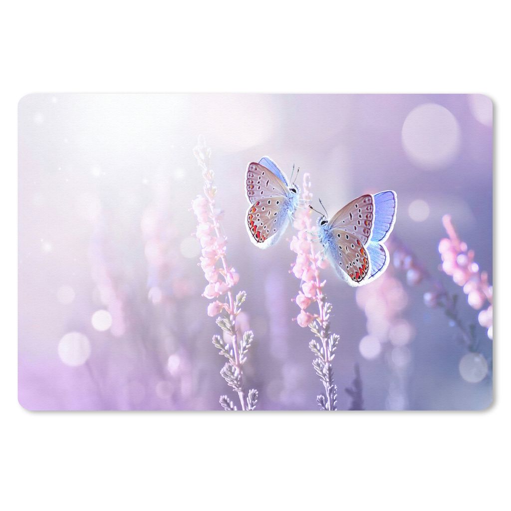 MuchoWow Mauspad Mousepad Schmetterling - Lavendel - Blumen - Lila 27x18 cm - Mousepads - Maus Mat - Pad - Mausunterlage - Büroartikel - Desk Ma...