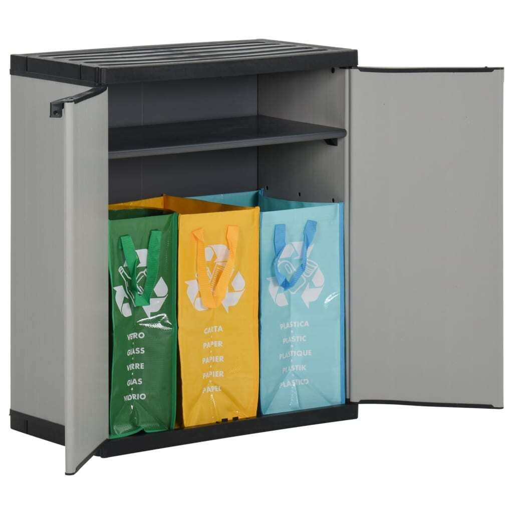 vidaXL Bac à déchets gris et noir 68x40x85 cm PP Image du produit 
