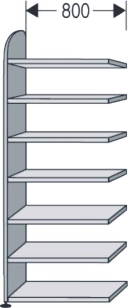 Büroregal Dante Regalfeld 7 OH 7 Böden 80x32,5x260cm mit Rückwand lichtgrau