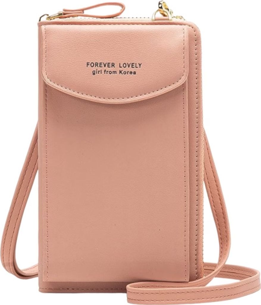 ASKSA Crossbody Tasche Handytasche Brieftasche Damen Umhaengetasche Geldboerse,Rosa