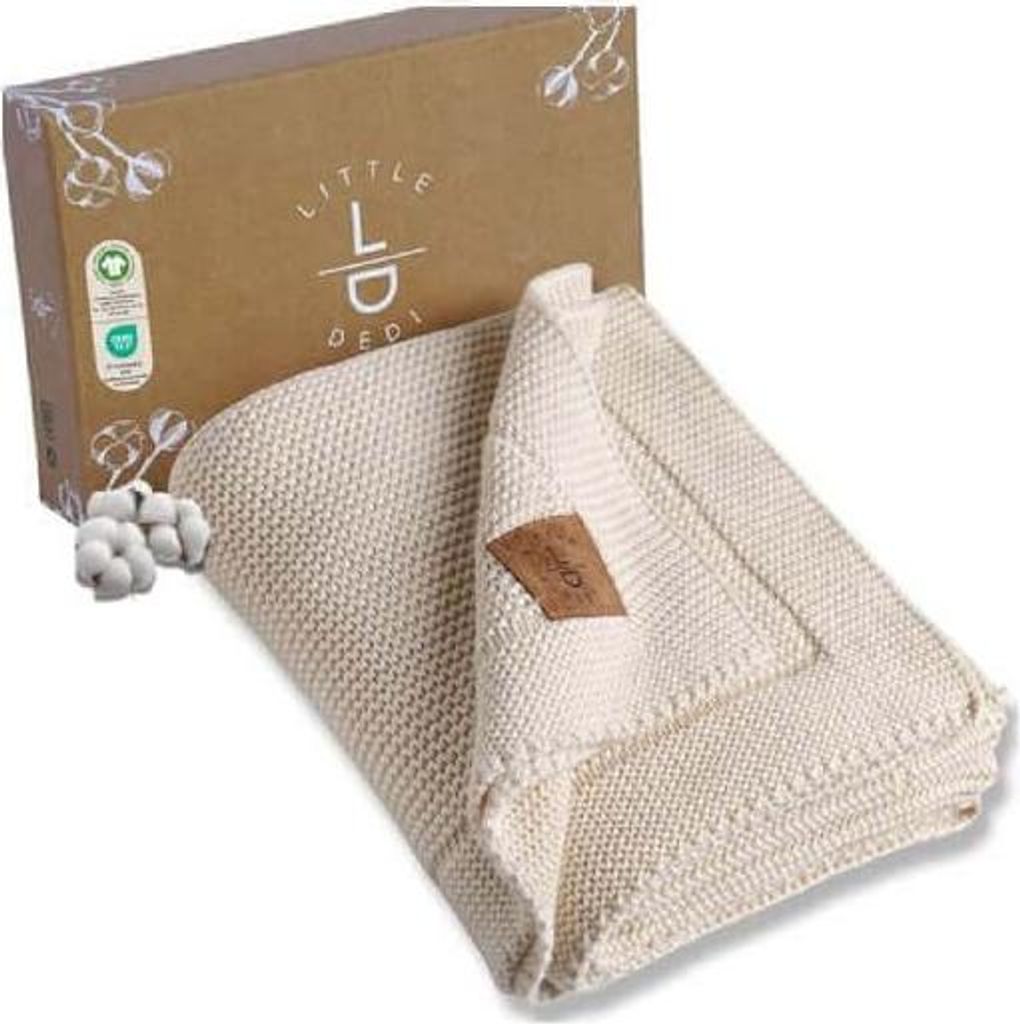 Baby Strickdecke, Babydecke, %100 Baumwol, 80x100cm Natur Beige